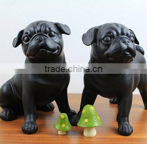 Black resin cute couple french bulldog statue