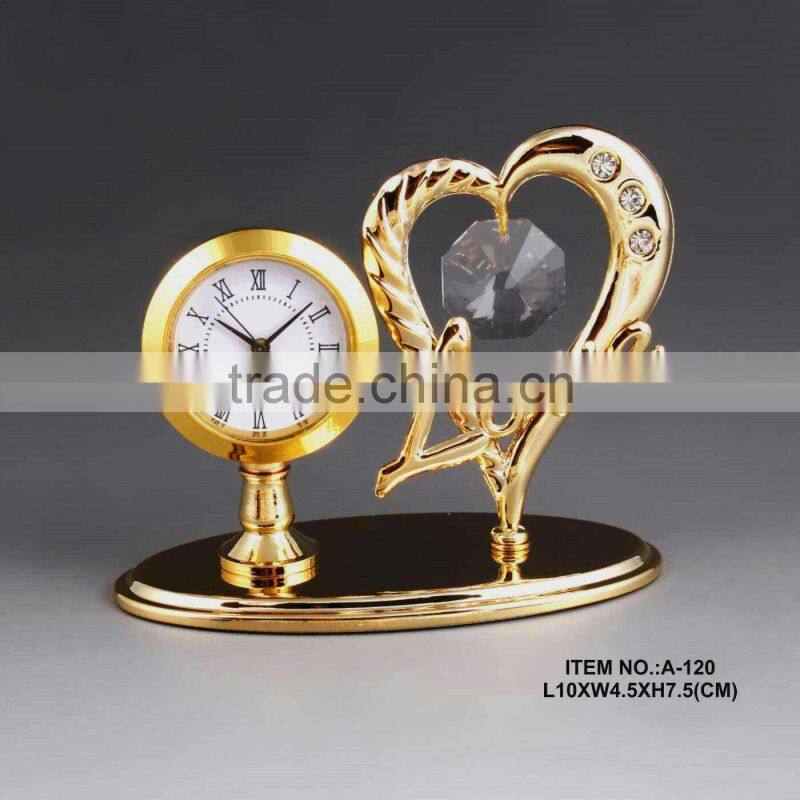 Beautiful 24K gold plated Metal Cross Clock Set for Home Decor