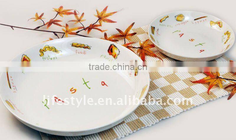 8" Porcelain pasta with decal printing