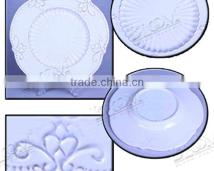 White glaze ceramic dessert plate