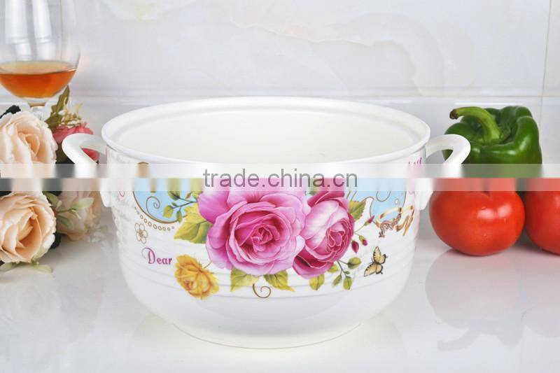 8"Porcelain pot suitable for microwave with glass lid