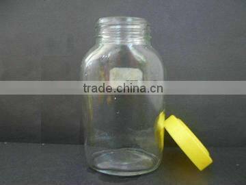 clear storage jar for honey, empty glass bottle