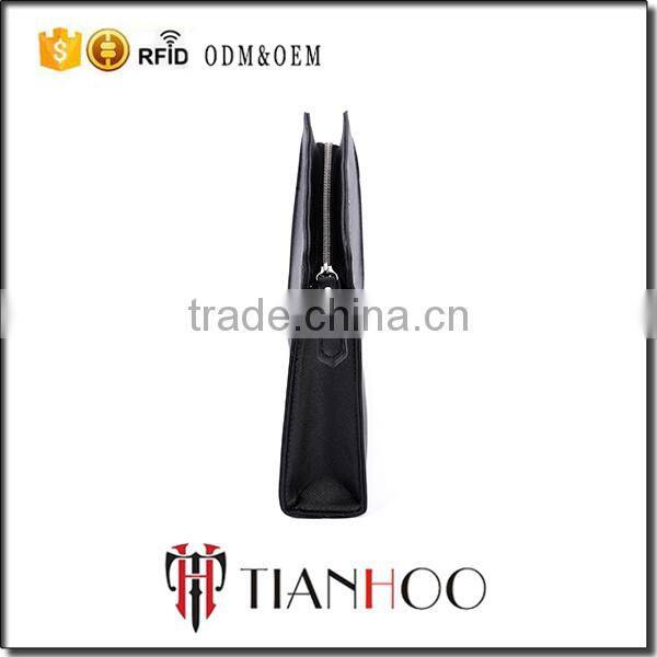 Black leather portfolio small hand bag genuine leather ladies clutch bag