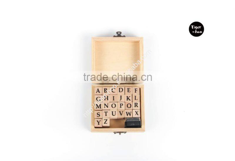 ALPHABET Rubber Stamp Set, 1Set Of 26 pcs Handwriting Upper Case Alphabet Wooden Rubber Stamp Box,