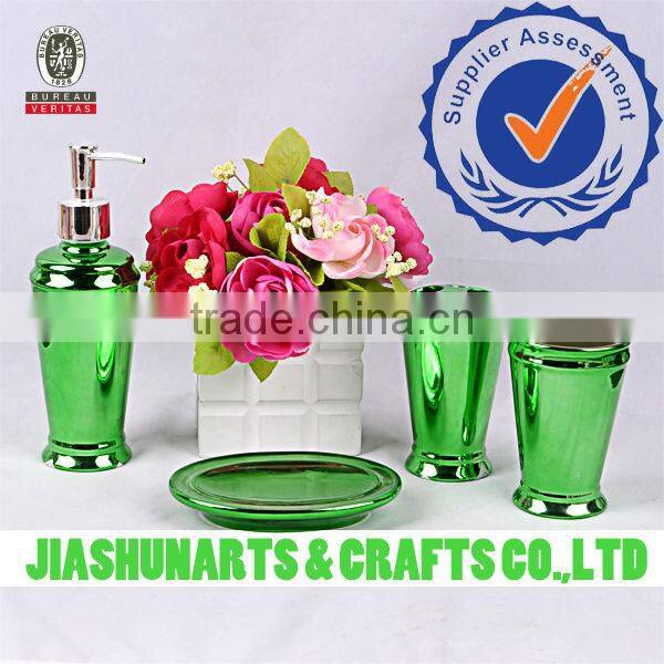 Home bathroom Green Plating Ceramic Bathroom Items