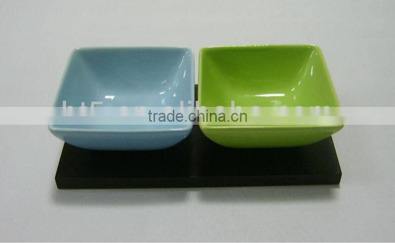 Set of 3 colorful ceramic square snack plate,ceramic dinnerware set