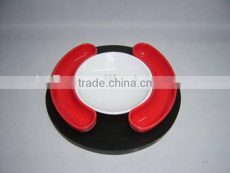 Colors round and curved plates customized ceramic snack tray