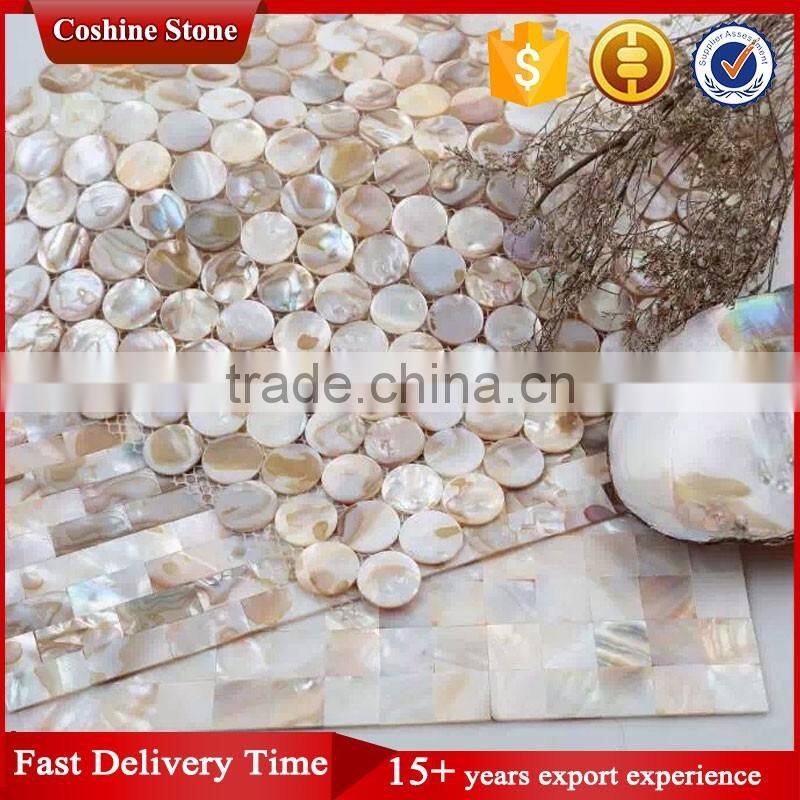 North america Designer home decor penny round shell mosaic tiles