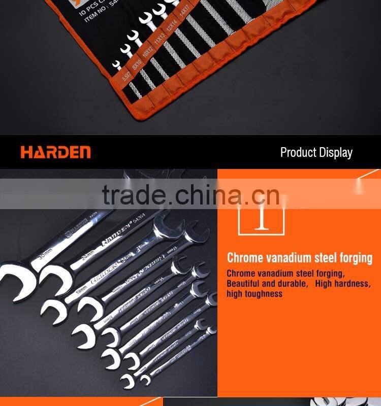 10 pcs double open wrench Chrome Vanadium handle tools spanner set