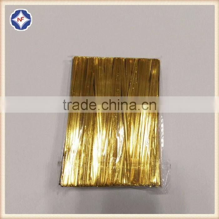 10cm length plastic gold/silver color metallic twist ties