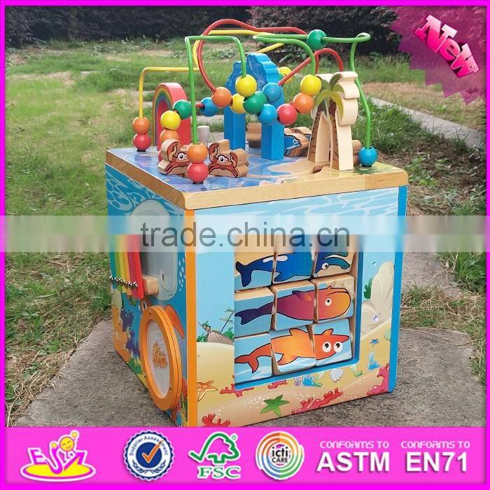 2016 new design children wooden classic toy bead maze W12D033