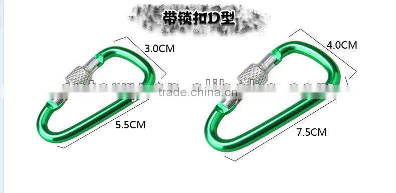 D shape climbing hook with locked/Aluminum Mountain Climbing Hook