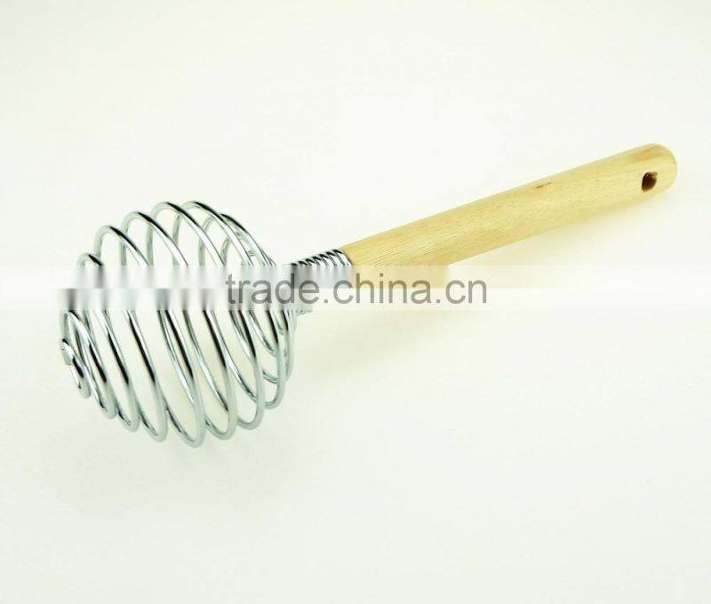 37045 Stainless Steel Spring Coil Whisk with wooden handle
