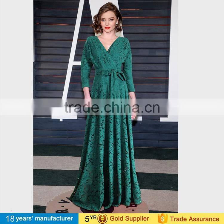 2017 fashion ladies long sleeve wrap lace floor long maxi elegant evening dresses with picture