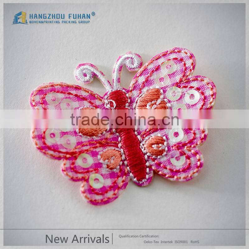 Custom Garment Butterfly Sequin Embroidery Badges