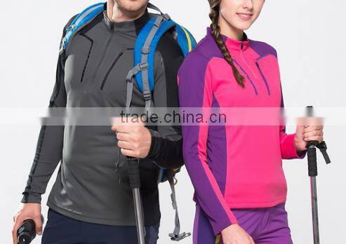 2016 New Long Sleeve Zipper Collar Jerseyes Climbing Hiking Running Camping T-shirt