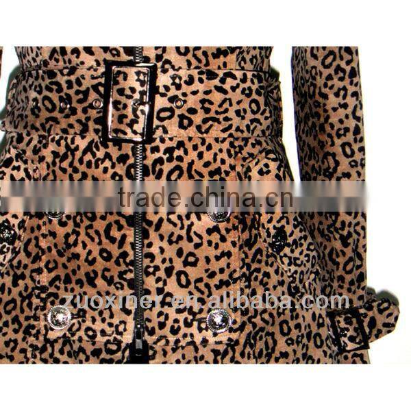 Leopard print women long coat,elegant pattern womens cotton long coats