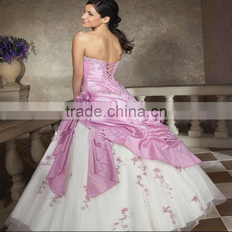 Elegant Strapless Draped Taffeta Open Back Wedding Dresses