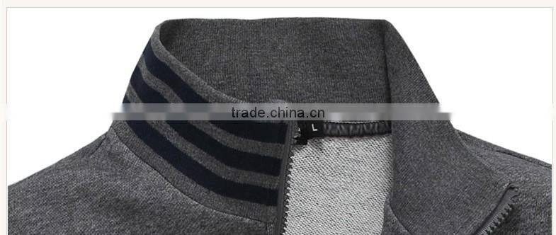 2016 spring collar fleece male knitting cardigan sports leisure jacket sportswear hoodie for men