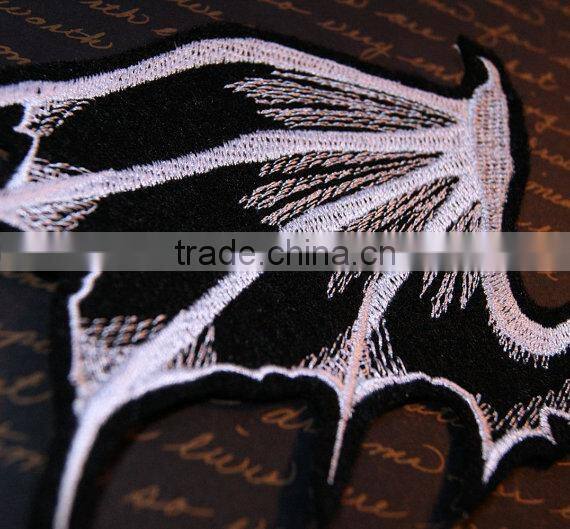 Custom high quality embroidered Demon wings patch for clothes embroidery patch made in china choose size/color