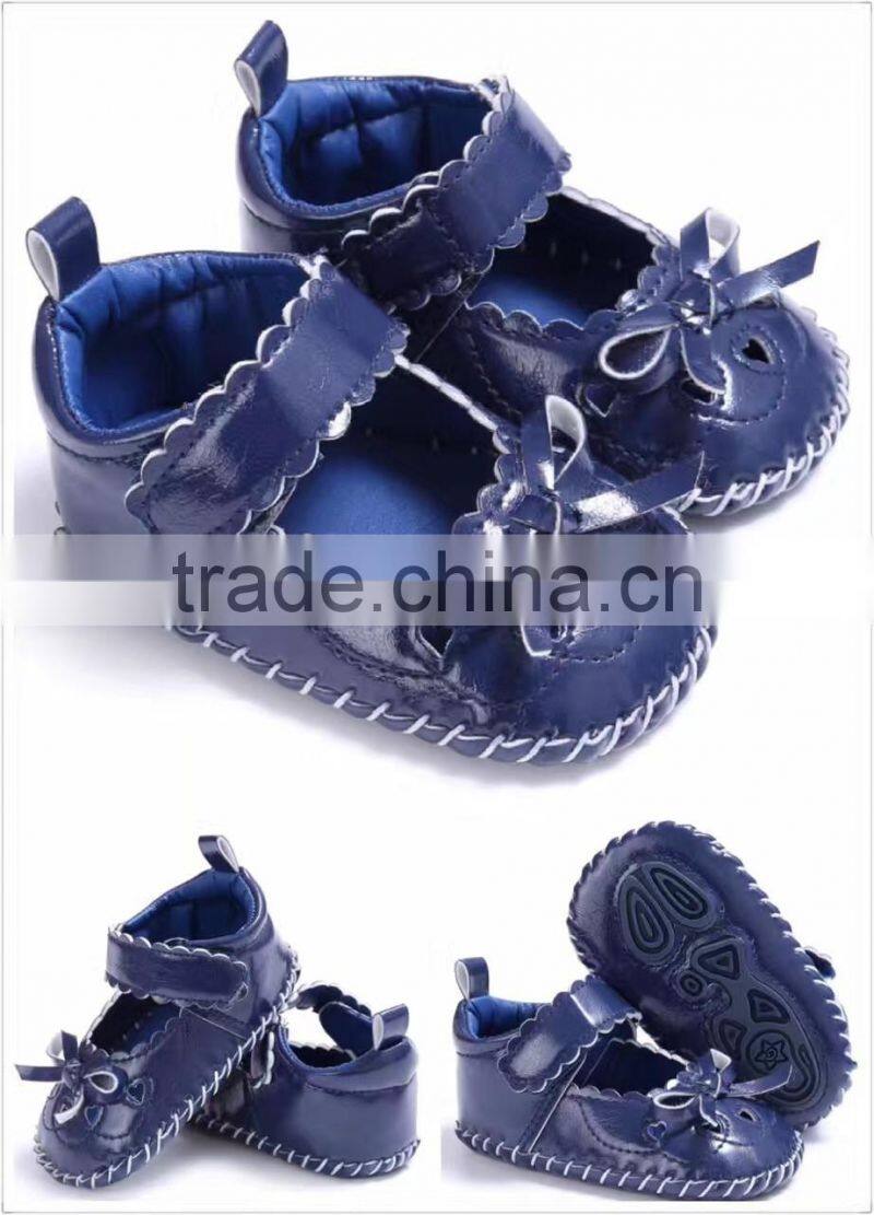 2017cute baby pre-walker leather solid infant shoes
