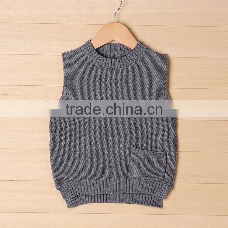 Plain color kids knit wear pure cotton sweater vest toddler kids clothing wholesale