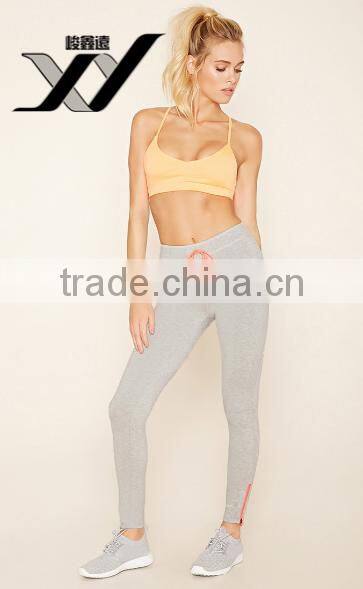 hot sale China women clothing custom yoga fashion elastic plain skinny zip leggings