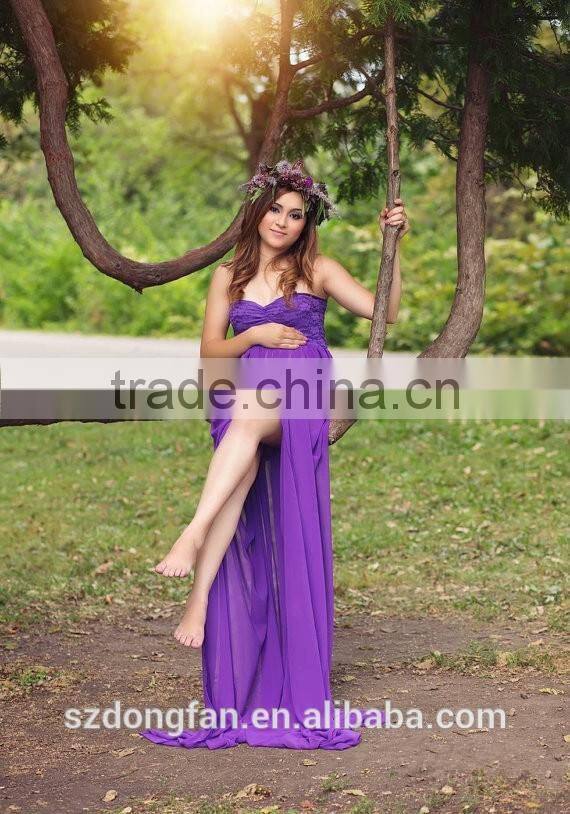 Wholesale Maternity Clothing In Alibaba Purple Split Chiffon Lace Maternity Gown Dress Maternity Photo Props