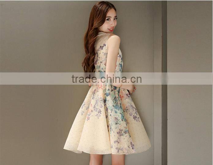 2015 Women Summer Dress Print New Fashion Casual Dresses Sleeveless Short Printed Party Girls Vestidos Femininos Hot Sale