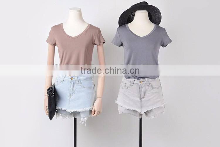 high quality promotional custom design short sleeve cheap plain blank t-shirt women
