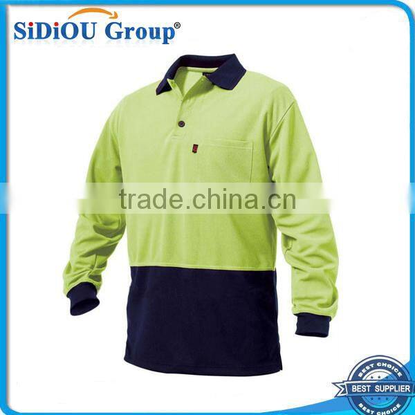 100% cotton mens long sleeve polo shirt with pocket