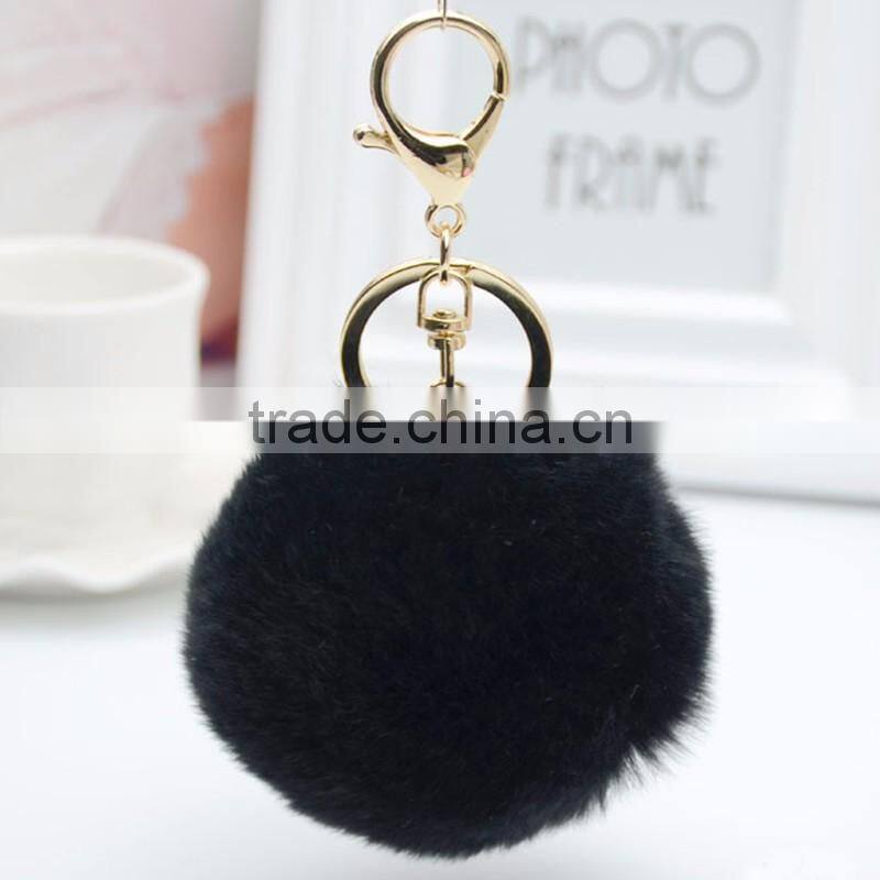 Myfur Newest 2016 Rabbit Fur Pom Keychain Women Bag Charms Accessories Big Size Flower pom pom Keychain