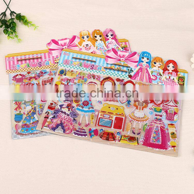 Children Carton sticker 3D pop-up sticker children education toys crystal with glitter sticker kids DIY sticker