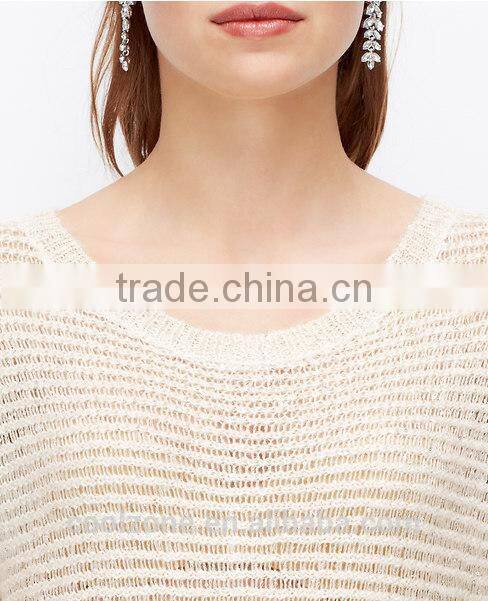 Slim fit sequins o neck long sleeve wool woman sweater