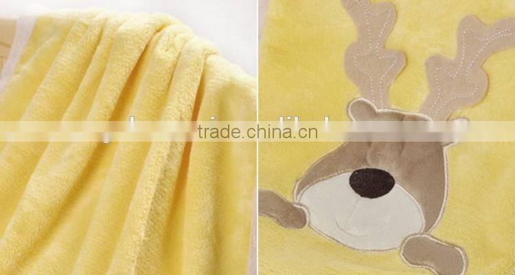 Lovely deer embroidered overlocking soft baby blanket