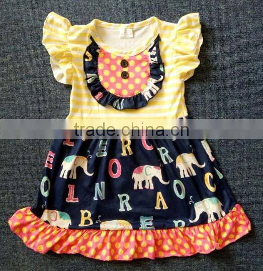girl toddler clothing dress wholesale remake from China with yellow dot stripe