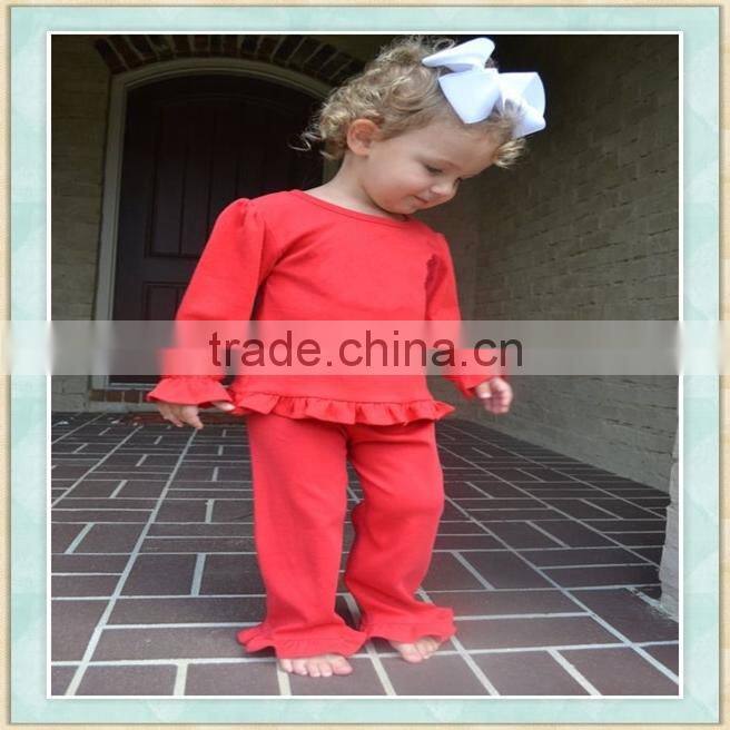 Cute baby girl Christmas children clothing knitted material red ruffle fall boutique outfit