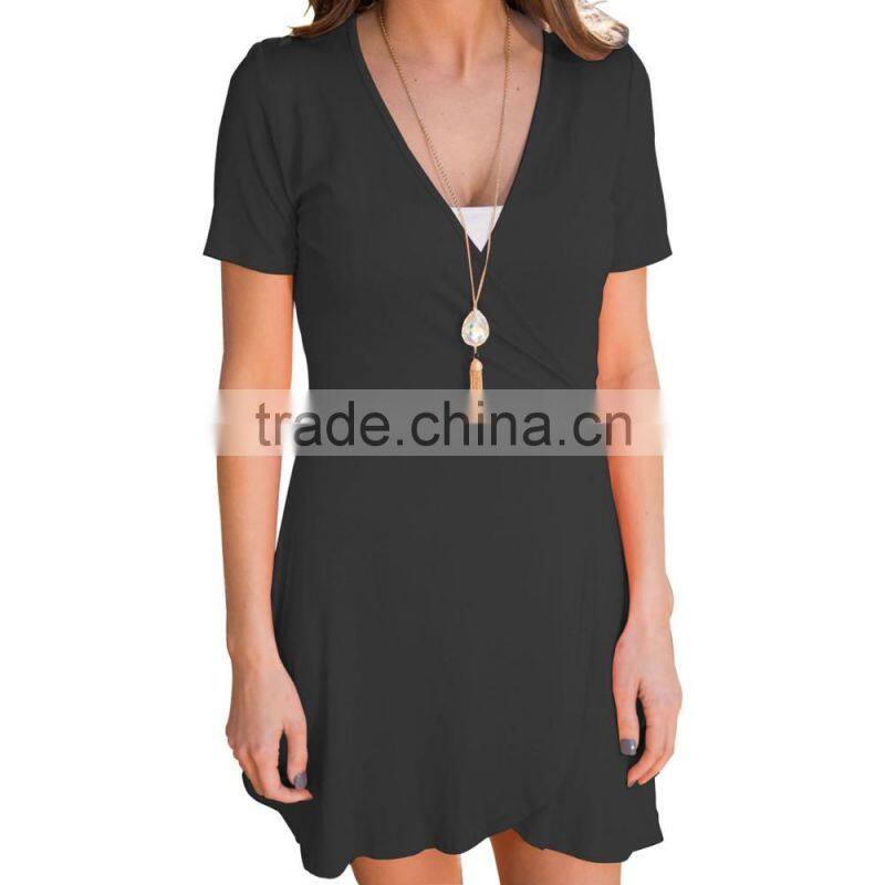 Fashion clothing manufacturers short sleeve casual loose women dresses 2017