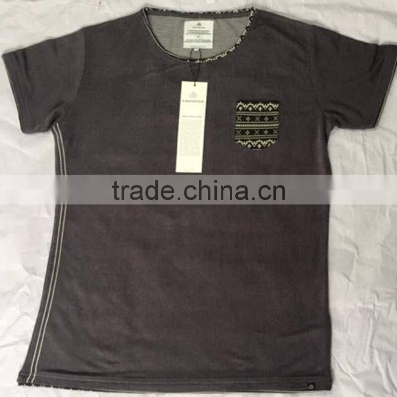 Fashion Custom Pocketed Double Hem T Shirt for Man