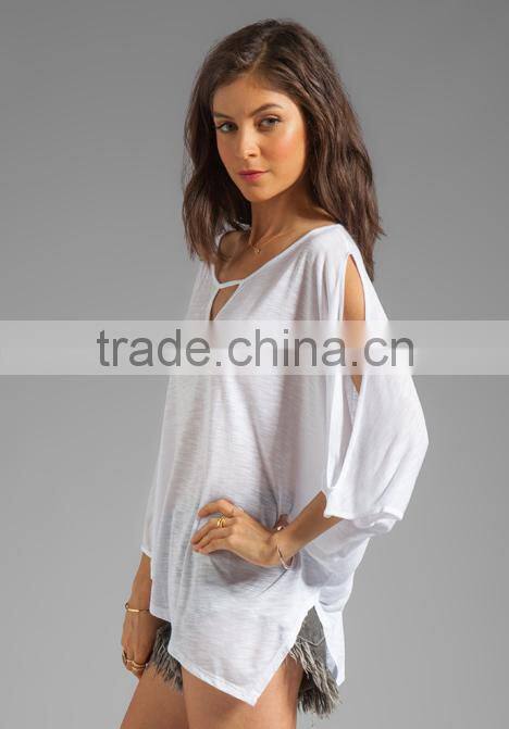 open shoulders front neckline cut out cape