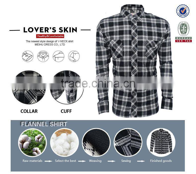100% cotton flannel check shirts for men