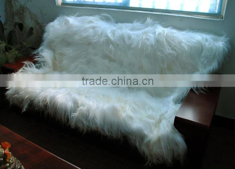 YR605 Genuine home textile real goat fur blanket customized sizes