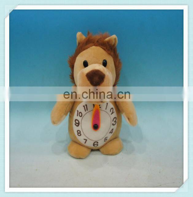 Children Clock Lion Plush Animal toys