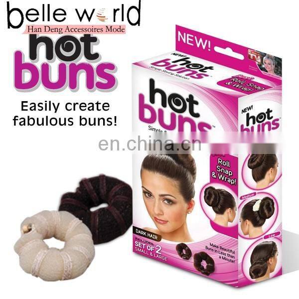Hot Handwork Knitted Nylon Button Hot Buns as Seen on TV Hair Donut Maker