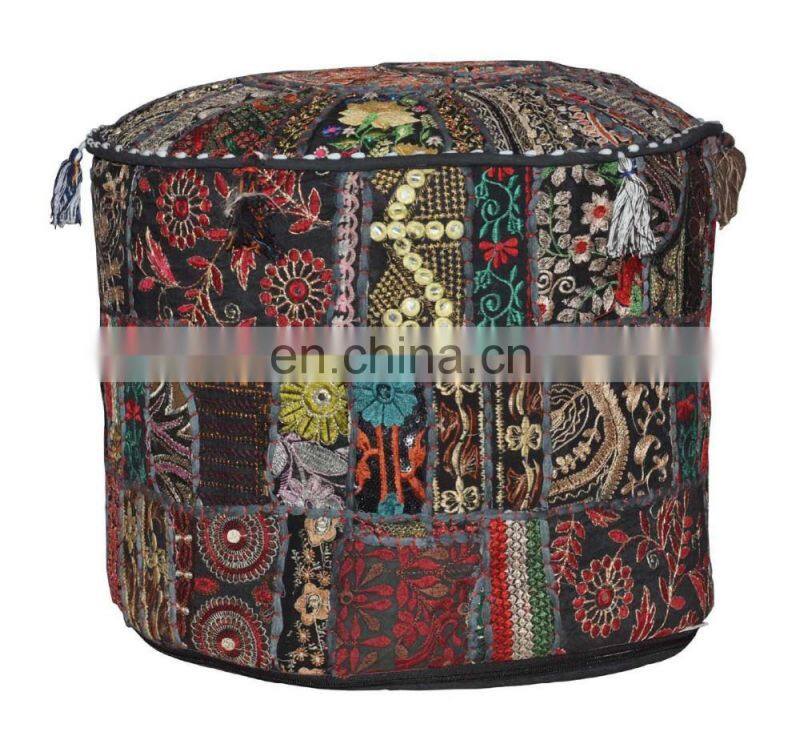 Indian Handmade Ottoman Pouf Cover Vintage Ottoman Pouf Foot Stool Ottoman Pouf Cover