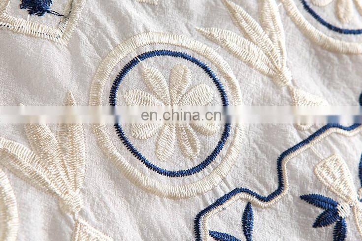 Ladies fashion summer dress 2016 sleeveless round neck embroidery dress designs