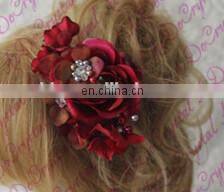 Aidocrystal SALE Wedding Accessory Red Hair Clip Bridal Accessory Hair Flower Clip, handmade wine red flower hair clip Shenzhen