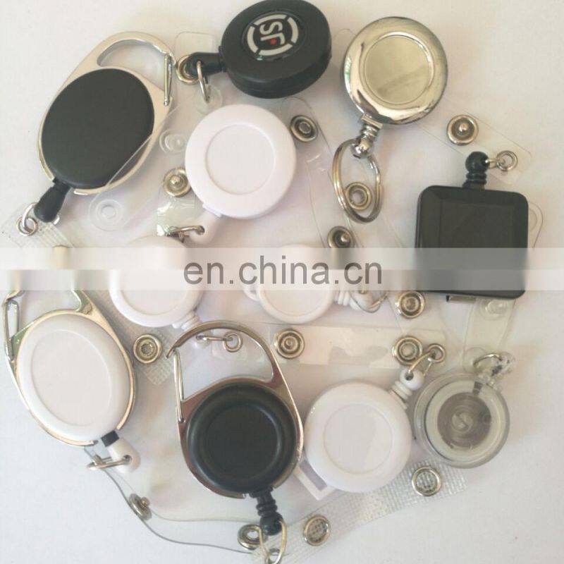 silver color heavy duty metal badge reel with steel cord