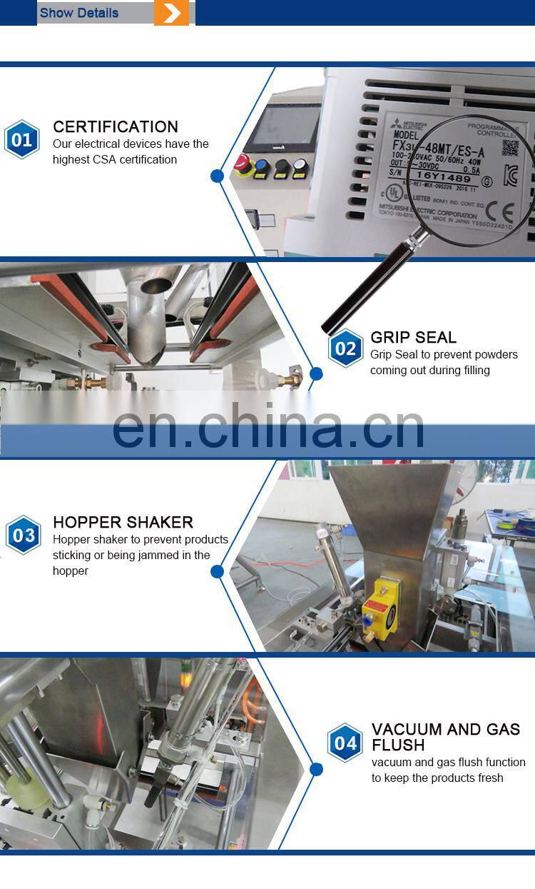 Low Cost Twin Full Automatic Doypack Ziplock Bag Stand Up Pouch Packing Machine