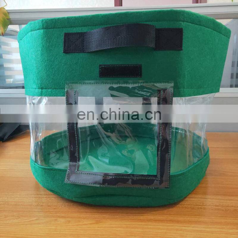 customized felt potato growing bag with transparent window